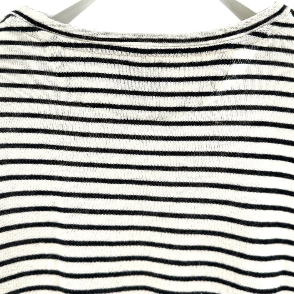 J. Crew Men’s Cotton Cashmere Long Sleeve T-Shirt Cream Black Stripe Size M